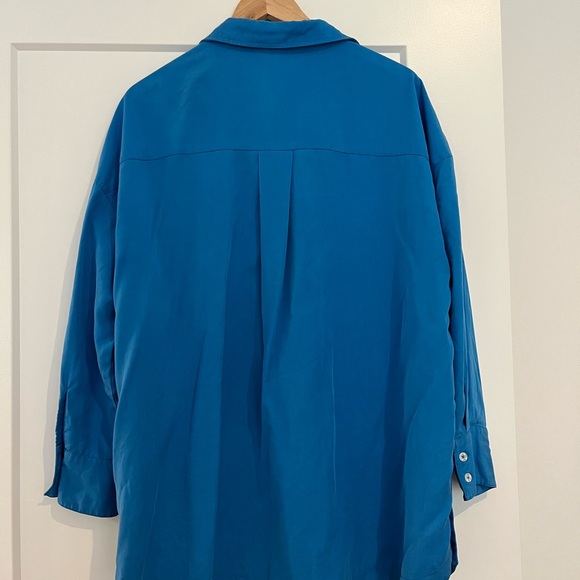 Blue Button-Up Women's Top - Picture 2 of 3